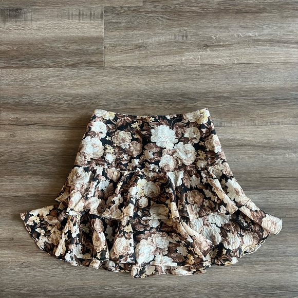 Abercrombie + Fitch Brown Ruffle Floral Mini Skirt - Picture 5 of 6